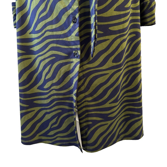 Eloquii Elements Green/ Black Zebra Print Button Down Midi Dress Size 14 - Picture 7 of 14
